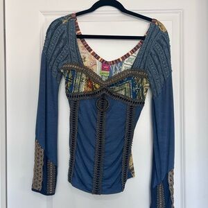 Save The Queen Multicolor Anne Boleyn/Bohemian Long Sleeve Blouse